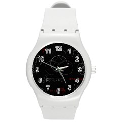 Math Board Circuit Circuits Computer Shield Tech Technology Round Plastic Sport Watch (m) by Loisa77