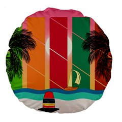 Digital Graphic Clip Art Beach Large 18  Premium Flano Round Cushions by Proyonanggan