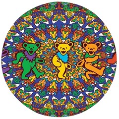 Dead Dancing Bears Grateful Dead Pattern Wooden Bottle Opener (round) by Grandong