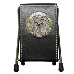 Fossilized Seashell Texture Print Design Bk Pen Holder Desk Clock by dflcprintsclothing
