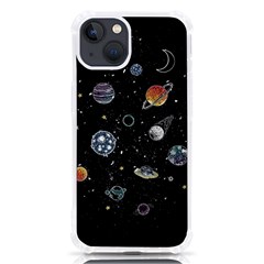 Glittering Planets Space Galaxy Glitter Black Iphone 13 Tpu Uv Print Case by Perong