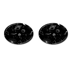 Black Space Drawing Art Planet Drawing Stars Black Space Galaxy Outer Space Cufflinks (oval) by Perong
