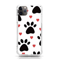 Dog Paw Vector Seamless Pattern With Hearts Iphone 11 Pro Max 6 5 Inch Tpu Uv Print Case by Perong