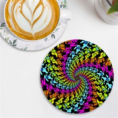 3d Grateful Dead 90 s Neon Dancing Bears Uv Print Round Tile Coaster by Perong