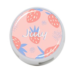 July Summer Strawberry Pink Berry 4-port Usb Hub (two Sides) by Grandong