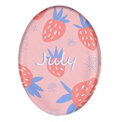 July Summer Strawberry Pink Berry Oval Glass Fridge Magnet (4 Pack) by Grandong