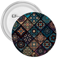 Flower Texture Background Colorful Pattern 3  Buttons by Cemarart