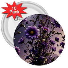 Flower Bloom Blossom Nature Flora 3  Buttons (10 Pack)  by Apenda