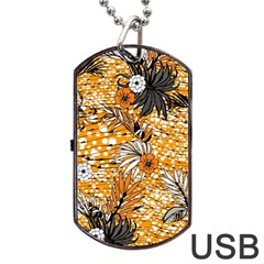 Leaf Yellow Point Flower White Dog Tag Usb Flash (two Sides) by Grandong