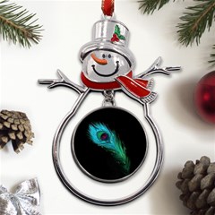 Shree Krishna, Feather, Lord, Rainbows Metal Snowman Ornament by kyorashop23
