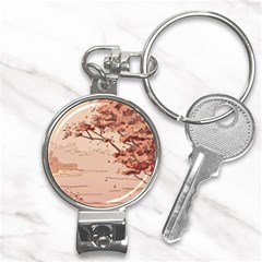 Pastel Nature , Art, Blue, Cute, Nature, Pink Nail Clippers Key Chain by kyorashop23