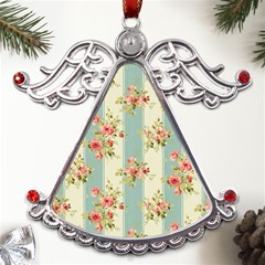 Stripes, Rose,  Texture, Flower, Paper Metal Angel With Crystal Ornament by kyorashop23