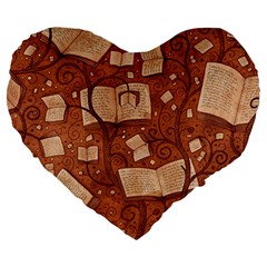 Retro Education Texture, Creative Education Background Large 19  Premium Heart Shape Cushions by kyorashop23