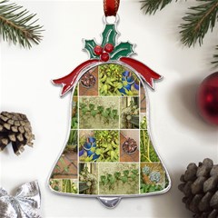 Garden Sanctuary Photo Collage Print Metal Holly Leaf Bell Ornament by dflcprintsclothing