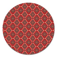 Illustrations Ajrak Abstract Design Pattern Magnet 5  (round) by Apenda