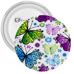 Butterflies, Abstract, Background, Colorful 3  Buttons Front