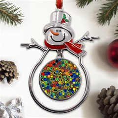 Circles, Colorful Metal Snowman Ornament by kyorashop23