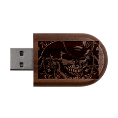 Confederate Flag Usa America United States Csa Civil War Rebel Dixie Military Poster Skull Wood Oval Usb Flash Drive by Ket1n9