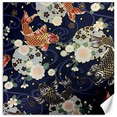 Japanese Wave Koi Illustration Pattern Canvas 12  X 12  by Ndabl3x