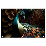 Colorful Peacock Bird Feathers Banner and Sign 6  x 4  Front