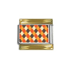 Halloween Argyle Pattern  Gold Trim Italian Charm (9mm) by Safari