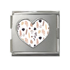 Autumn Seamless Leaves Pattern  Mega Link Heart Italian Charm (18mm) by Safari