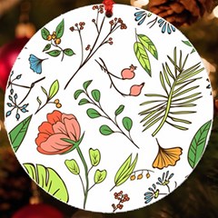 Line Floral Art Pattern Ornament Uv Print Acrylic Ornament Round by Grandong