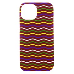Multicolor Wave Pattern Iphone 15 Black Uv Print Pc Hardshell Case by ytdream