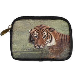 Swimming Tiger Digital Camera Leather Case by ExtraAwesomeSauce