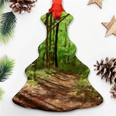 Peaceful Green Forest Walk Christmas Tree Ornament (two Sides) by ExtraAwesomeSauce