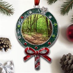 Peaceful Green Forest Walk Metal X mas Lollipop With Crystal Ornament by ExtraAwesomeSauce