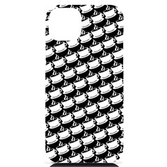 Stylish Coffee Cup Pattern Iphone 14 Plus Black Uv Print Case by ExtraAwesomeSauce