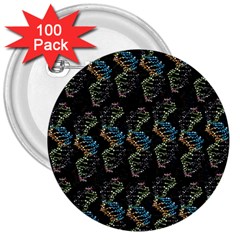 Multicolored Dna Strand Art 3  Buttons (100 Pack)  by ExtraAwesomeSauce