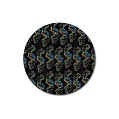 Multicolored Dna Strand Art Magnet 3  (round) by ExtraAwesomeSauce