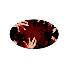 Horror Themed Bloody Hands Sticker Oval (100 Pack) by ExtraAwesomeSauce