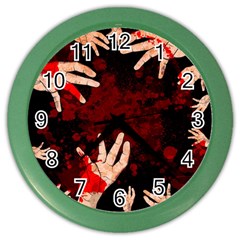 Horror Themed Bloody Hands Color Wall Clock by ExtraAwesomeSauce
