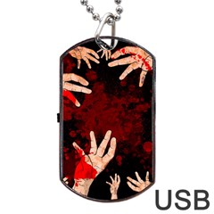 Horror Themed Bloody Hands Dog Tag Usb Flash (two Sides) by ExtraAwesomeSauce