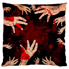 Horror Themed Bloody Hands Large Premium Plush Fleece Cushion Case (two Sides) by ExtraAwesomeSauce