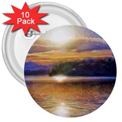 Serene Sunset Over Water 3  Buttons (10 Pack)  by ExtraAwesomeSauce