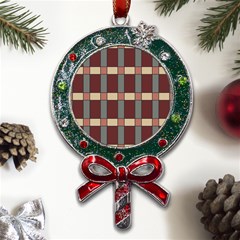 Modern Art Geometric Pattern In Red Hues Metal X mas Lollipop With Crystal Ornament by ExtraAwesomeSauce