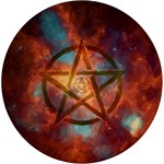 Enchanted Nebula Pentagram Art UV Print Round Tile Coaster Front