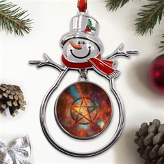 Enchanted Nebula Pentagram Art Metal Snowman Ornament by ExtraAwesomeSauce