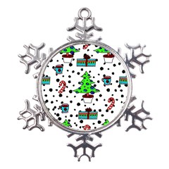 It`s Cold Outside Christmas Pattern Metal Large Snowflake Ornament by ConteMonfrey