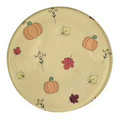 Halloween Fall Pattern Round Glass Fridge Magnet (4 Pack) by Apenda
