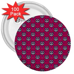Calavera Cat Art Pattern 3  Buttons (100 Pack)  by ExtraAwesomeSauce