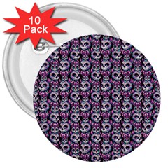 Sugar Skull Cat Pattern 3  Buttons (10 Pack)  by ExtraAwesomeSauce