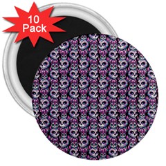 Sugar Skull Cat Pattern 3  Magnets (10 Pack)  by ExtraAwesomeSauce