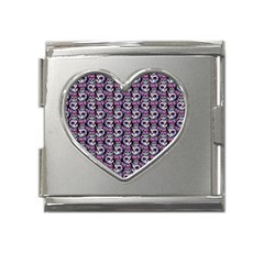 Sugar Skull Cat Pattern Mega Link Heart Italian Charm (18mm) by ExtraAwesomeSauce