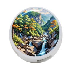 Serene Mountain Waterfall Landscape 4-port Usb Hub (one Side) by ExtraAwesomeSauce