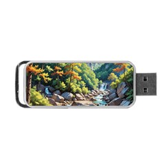 Serene Mountain Waterfall Landscape Portable Usb Flash (one Side) by ExtraAwesomeSauce